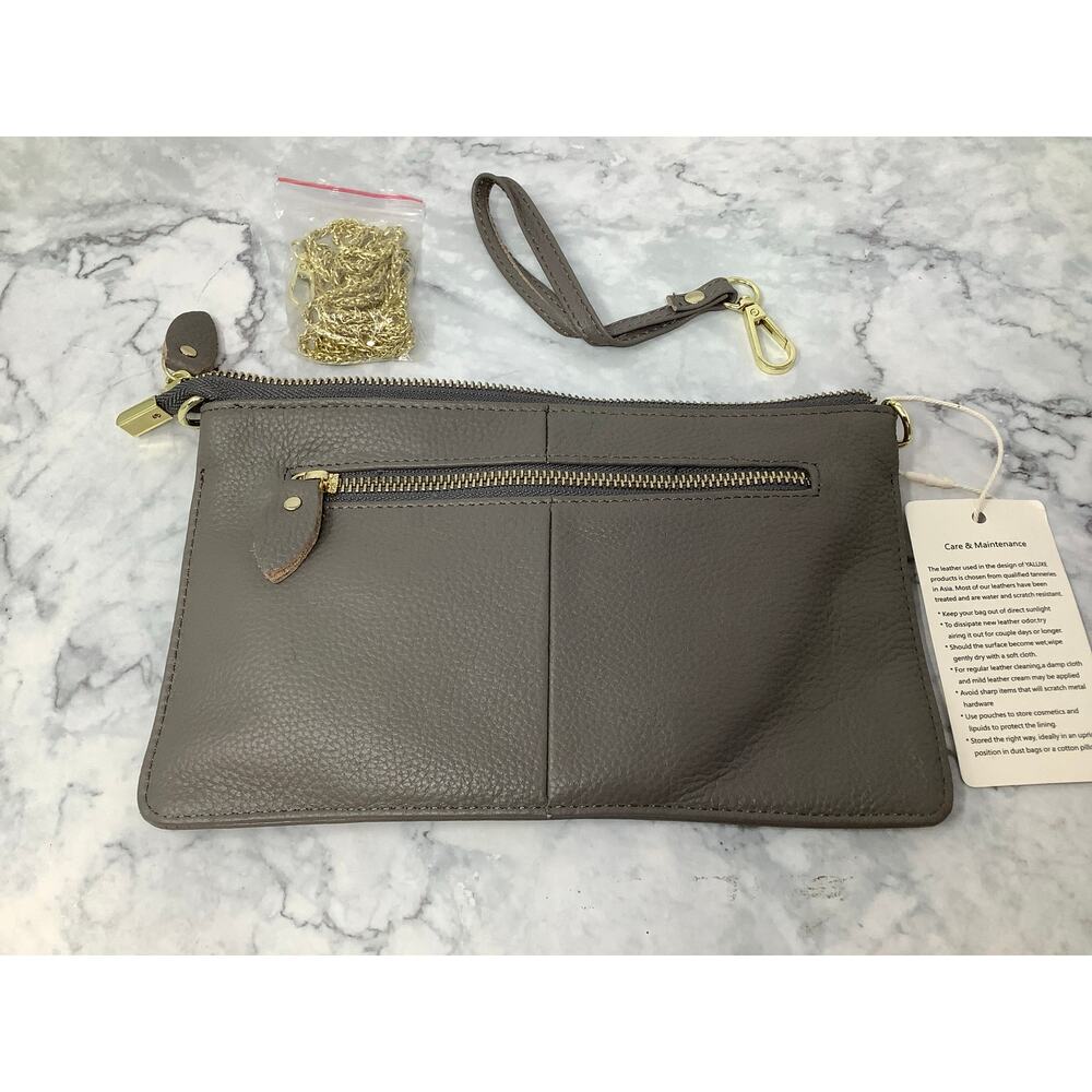 YALUXE Women's Gray Genuine Leather Crossbody Bag Wristlet Clutch Purse D27-4 - Picture 3 of 7